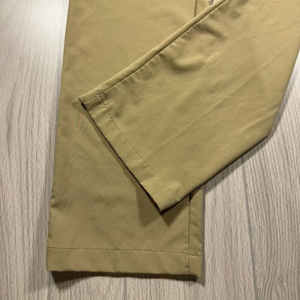Adidas Golf Pants Men’s 38x32 Tan Performance Tech Lightweight Stripe Logo